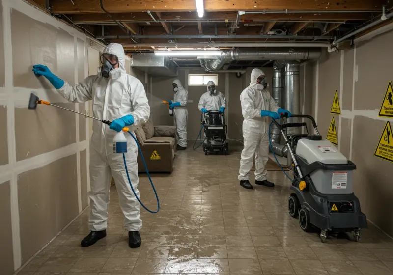 Basement Moisture Removal and Structural Drying process in Hurt, VA